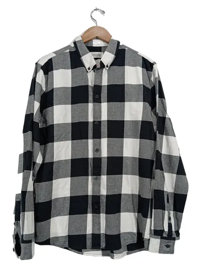 Pier One Herren Freizeithemd kariert Gr. 52/XL Schwarz Weiß Casual