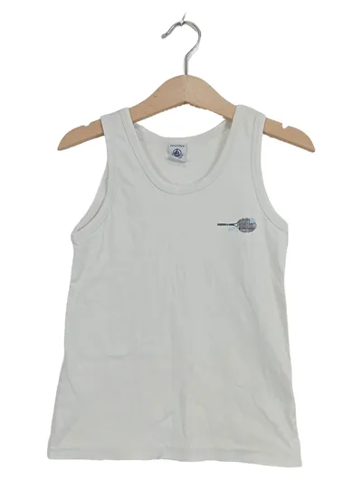 Petit Bateau Unterhemd Kinder Gr. 128 Weiß Tennisschläger Baumwolle