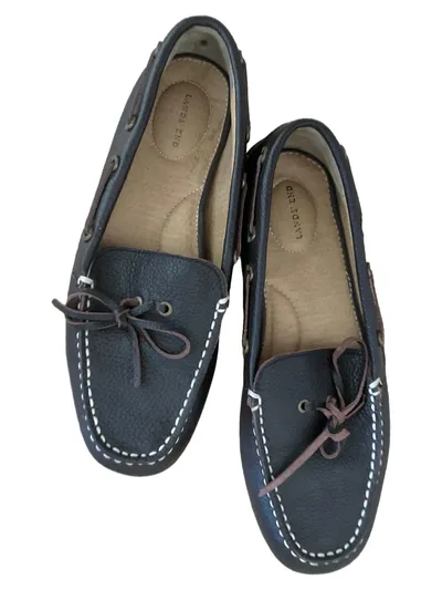 LANDS' END Damen Slipper Mokassins Gr. 37 Braun Klassisch Leder
