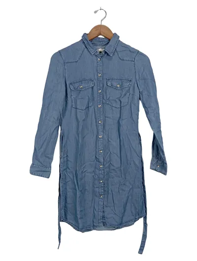 Springfield Damen Jeanskleid Gr. 34/XS Blau Casual Hemdblusenkleid