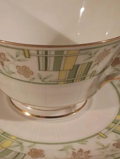 Krautheim Selb Bavaria Tasse mit Untertasse Art Deco Dekor 8080 Porzellan