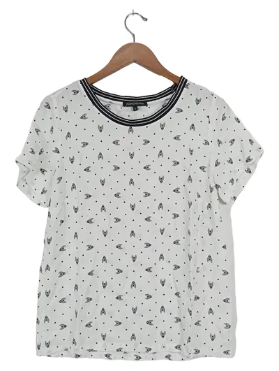 Tramontana Damen T-Shirt S Weiß Katzenmuster Casual Viskose