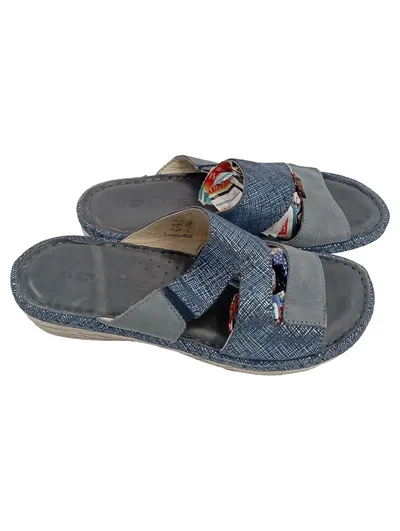 ROHDE Damen Sandalen Gr. 36 Blau Komfort Pantoletten Sommer Schuhe