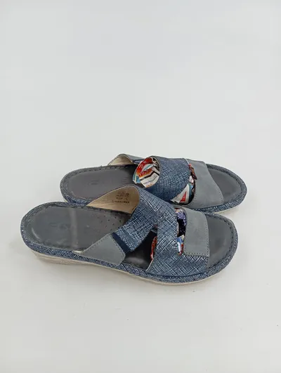 ROHDE Damen Sandalen Gr. 36 Blau Komfort Pantoletten Sommer Schuhe