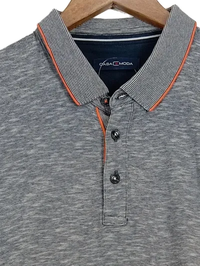 Casa Moda Herren Poloshirt Grau XXL Melierter Kurzarm Baumwolle Casual