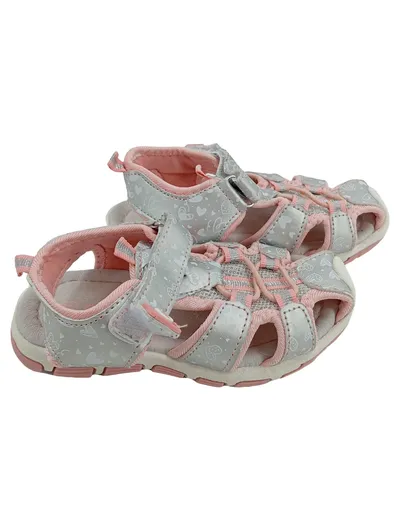 Girlz Only Sandalen Mädchen Größe 27 Silber Praktisch Herzmuster Klettverschluss