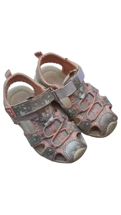 Girlz Only Sandalen Mädchen Größe 27 Silber Praktisch Herzmuster Klettverschluss