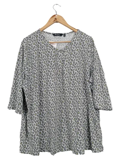 Ulla Popken Damen Langarmshirt Leopardenmuster Gr. 52/6XL Mehrfarbig Baumwolle