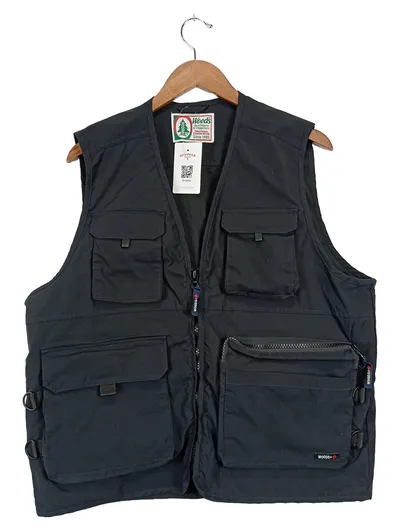 Wood's Funktionsweste Herren Gr. L Outdoor Anglerweste Grau Polyester