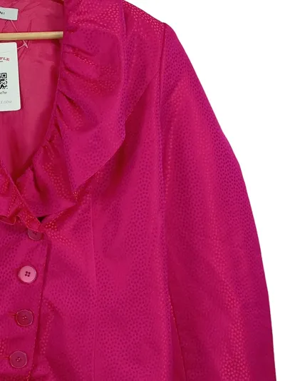 Cassani Damen Bluse Langarm Elegant Pink Strukturmuster Gr. 40 L