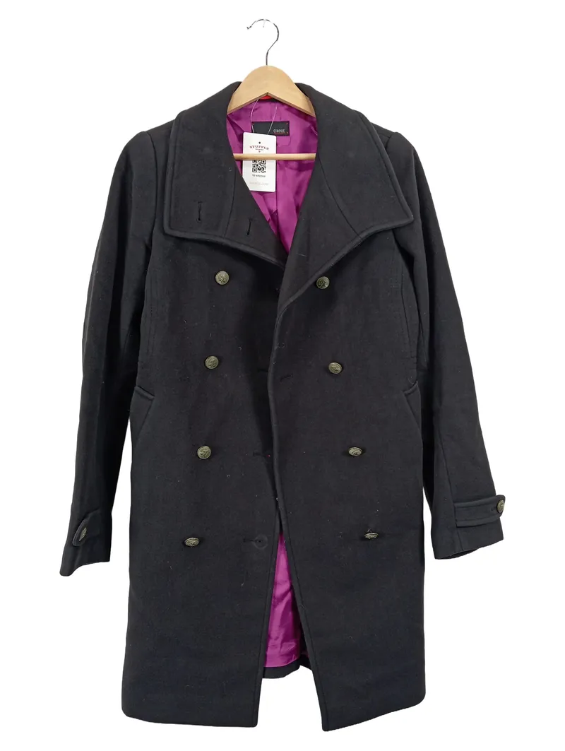 CINQUE Damen Wollmantel Gr. 36 Schwarz Kaschmir Peacoat Wintermantel 1