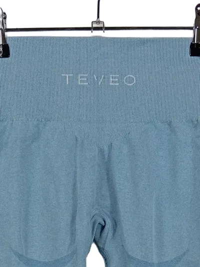 TEVEO Damen Sport Leggings XS Blau Rippstrick