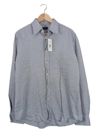 Baldessarini Herren Business Hemd Gr. 42 Blau Baumwolle Langarm