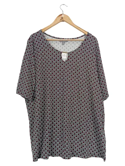 Ulla Popken Damen Bluse Gr. 52 Mehrfarbig Casual Viskose Kurzarm