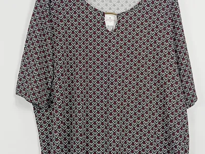 Ulla Popken Damen Bluse Gr. 52 Mehrfarbig Casual Viskose Kurzarm