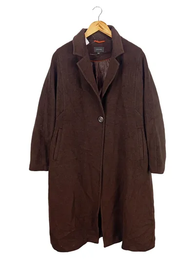 ESOTIQ Damen Wollmantel Klassisch Braun Gr. 42/XL Eleganter Wintermantel