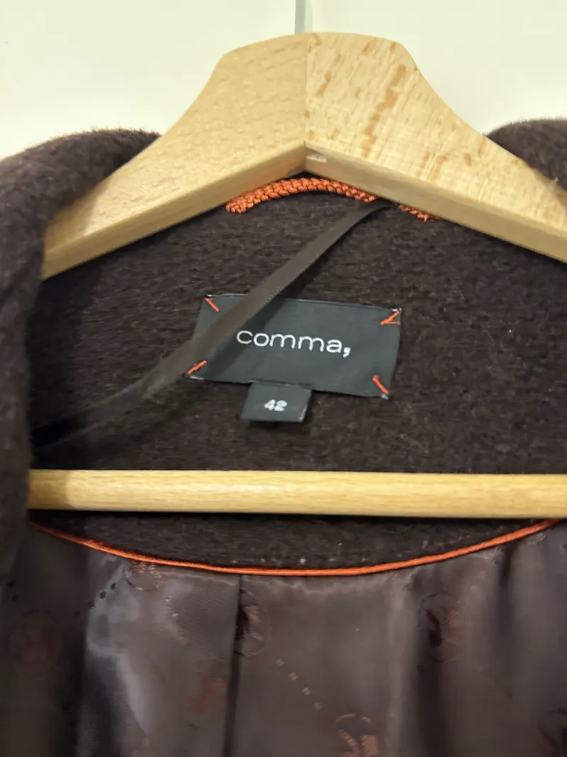 ESOTIQ Damen Wollmantel Klassisch Braun Gr. 42/XL Eleganter Wintermantel 2