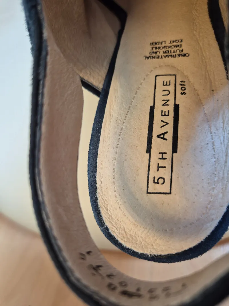 5th Avenue Peep-Toe Slingback Sandaletten Damen 41 Petrol Wildleder Elegant 3