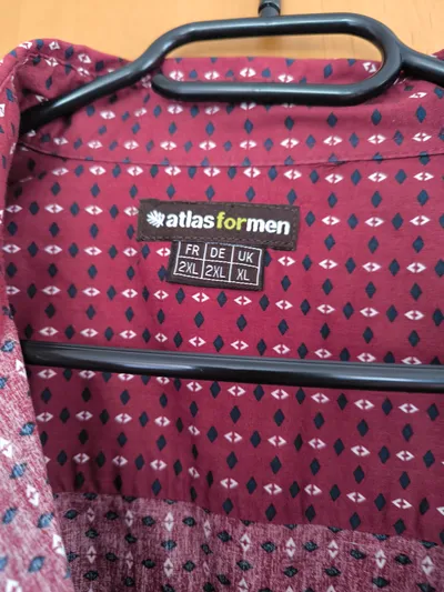 Atlas For Men Business Hemd Herren Gr. 54/XXL Rot Langarm Baumwolle Muster