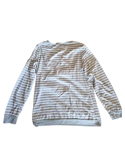 Ekouaer Damen Langarmshirt gestreift Grau Gr. 36/S Casual Rippstrick
