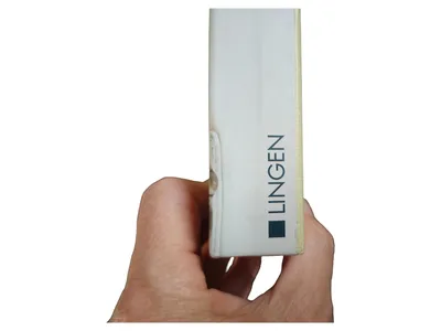 LINGEN Geschenkbox Papier Beige Schriftzug 20cm Festlich Charmant Neu