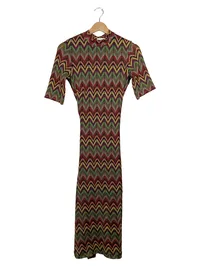 Ana Alcazar Kleid Damen Gr. 34 Zickzack Muster Retro Mehrfarbig Strick 1