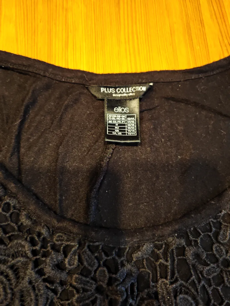 Ellos Damen Top Shirt mit Spitze Gr. 42/44 Schwarz Feminin 5