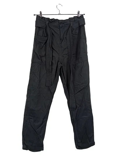 Topshop Damen Stoffhose Gr. 40 Schwarz Casual mit Bindegürtel
