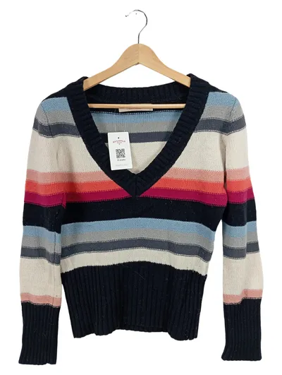 Vero Moda Damen Pullover L Gestreift Rippstrick Mehrfarbig Wolle Freizeit