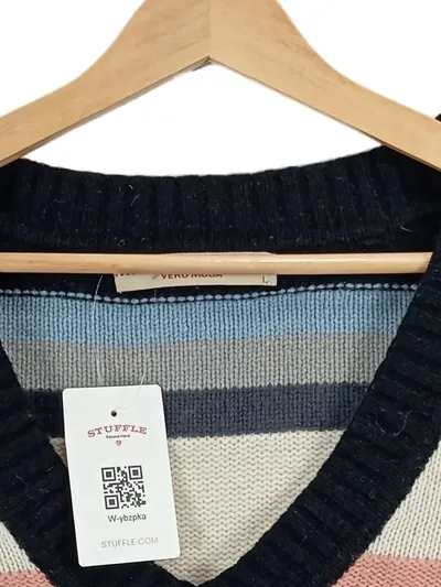 Vero Moda Damen Pullover L Gestreift Rippstrick Mehrfarbig Wolle Freizeit