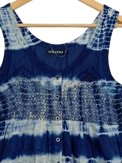 Volcom Damen Sommerkleid Batik Muster XS Mehrfarbig Bohemian Viskose