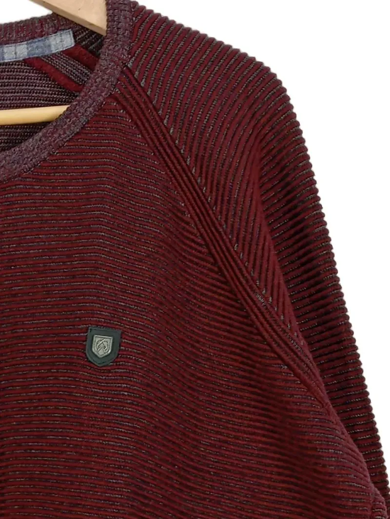 Claudio Campione Herren Pullover Rot Gr. 54/XXL Casual Strukturmuster 2