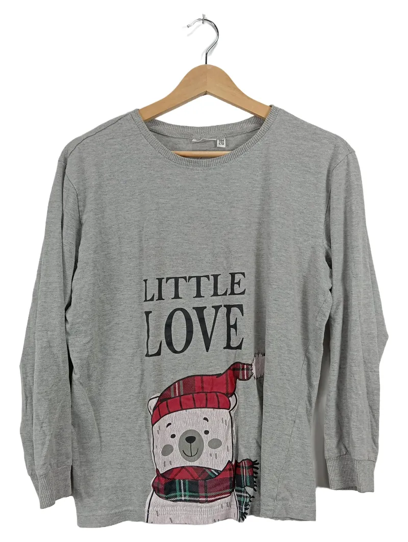 BPC Bonprix Collection Langarmshirt Bär Weihnachten Kinder Gr. 164/170 Grau 1