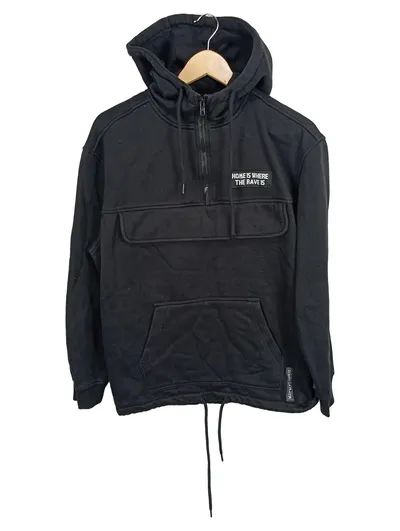 SCHALL LA PLATTA Sweatjacke Herren L Schwarz Kapuze Logo Print Casual