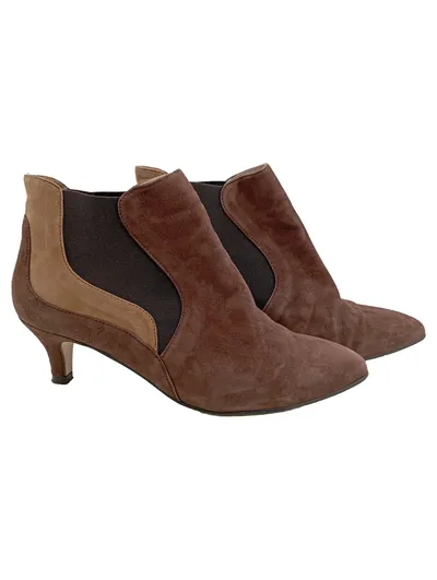 Alba Moda Chelsea Boot Stiefeletten Damen Braun Wildleder 38 Kitten Heel