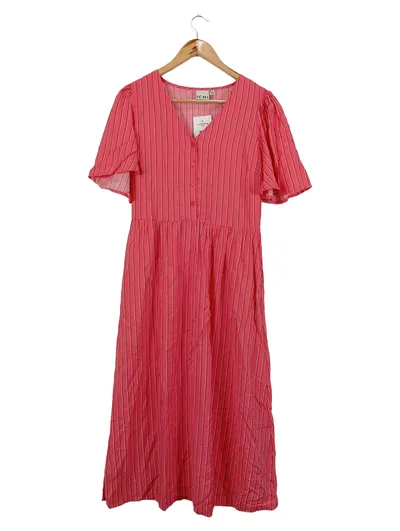 ICHI Damen Maxikleid Gr. 36/S Pink Gestreift Viskose Casual