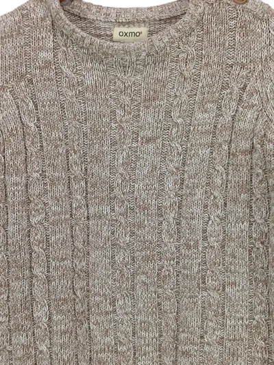 Oxmo Damen Pullover Strickpullover Zopfmuster Beige Gr. 36/S Casual
