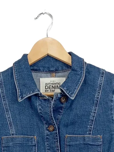 ZARA Damen Jeanskleid Casual Blau Gr. 36/S Baumwolle Knopfleiste