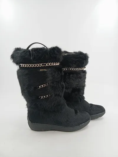 Oscar Sport Damen Fellstiefel mit Kettenapplikationen Schwarz Gr. 37