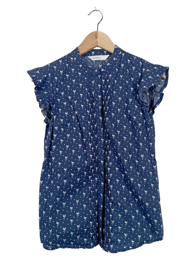 ANONYME Damen Blusenkleid S Blau Flamingomuster Casual Rüschen