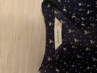 ANONYME Damen Blusenkleid S Blau Flamingomuster Casual Rüschen