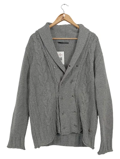 Hamaki-Ho Strickjacke Herren L Grau Casual Zopfstrickmuster
