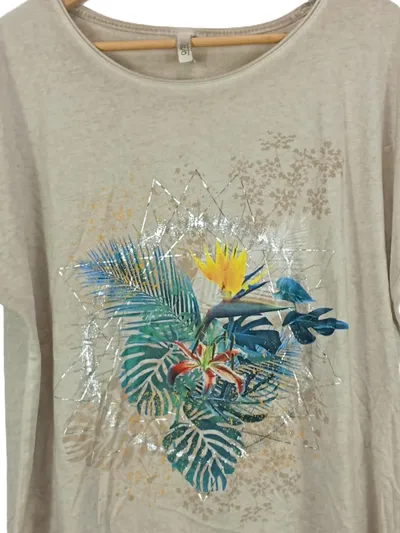 Q/S designed by Damen T-Shirt Beige XL Blumenmuster Casual