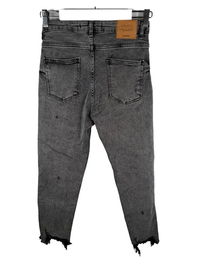 PONZAPLUS Mom Slim Destroyed Jeans Damen Grau W28 L24 Used Look Ripped