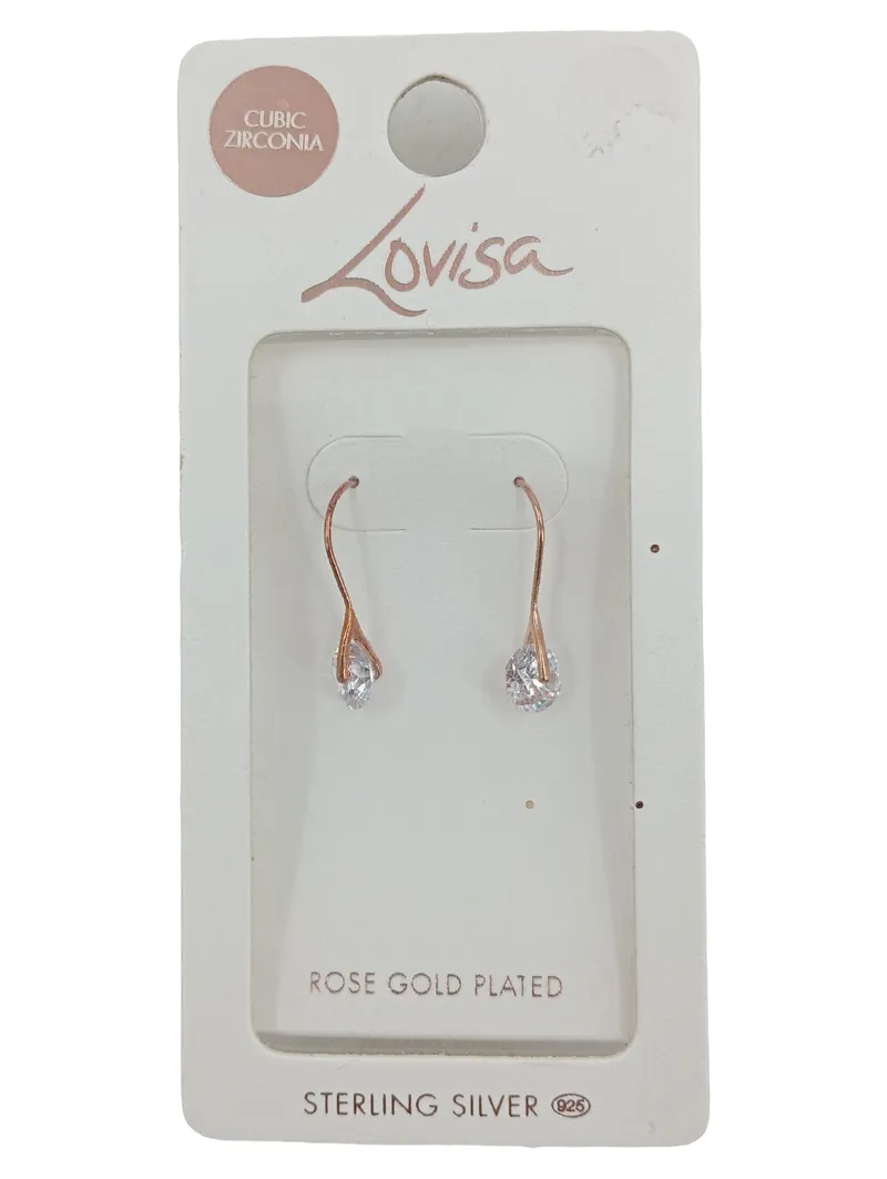 Lovisa Damen Ohrringe Sterling Silber Roségold Zirkonia Elegant 1
