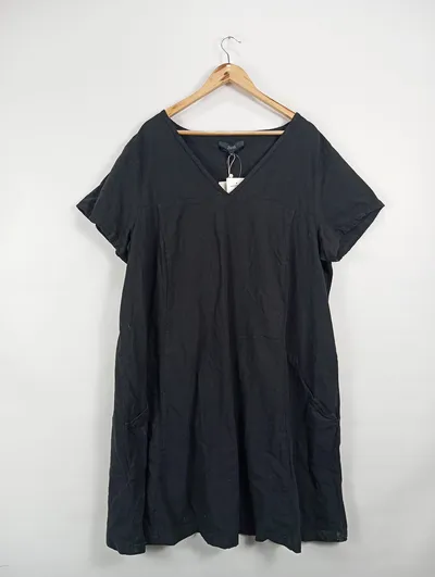 Zizzi Damen Freizeitkleid Gr. 42/XL Schwarz Casual Baumwolle