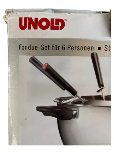 Unold Fondue-Set für 6 Personen Silber Edelstahl Fondue Schoko Käse Fleisch
