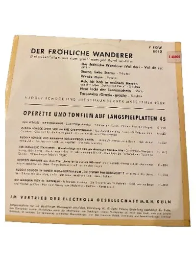 Rudolf Schock Schaumburger Märchensänger Der Fröhliche Wanderer Vinyl Electrola