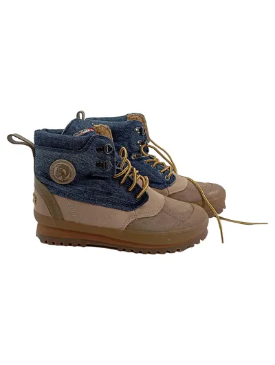 Diesel Kinder Stiefel Gr. 36 Denim Leder Gefüttert Outdoor Boots