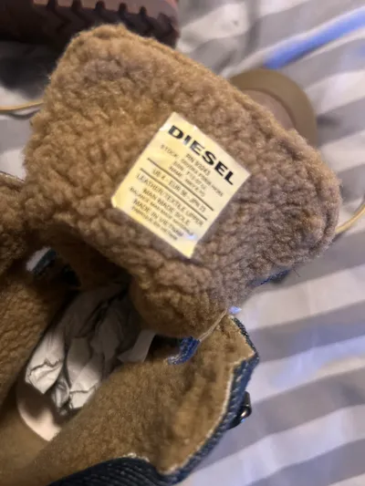 Diesel Kinder Stiefel Gr. 36 Denim Leder Gefüttert Outdoor Boots